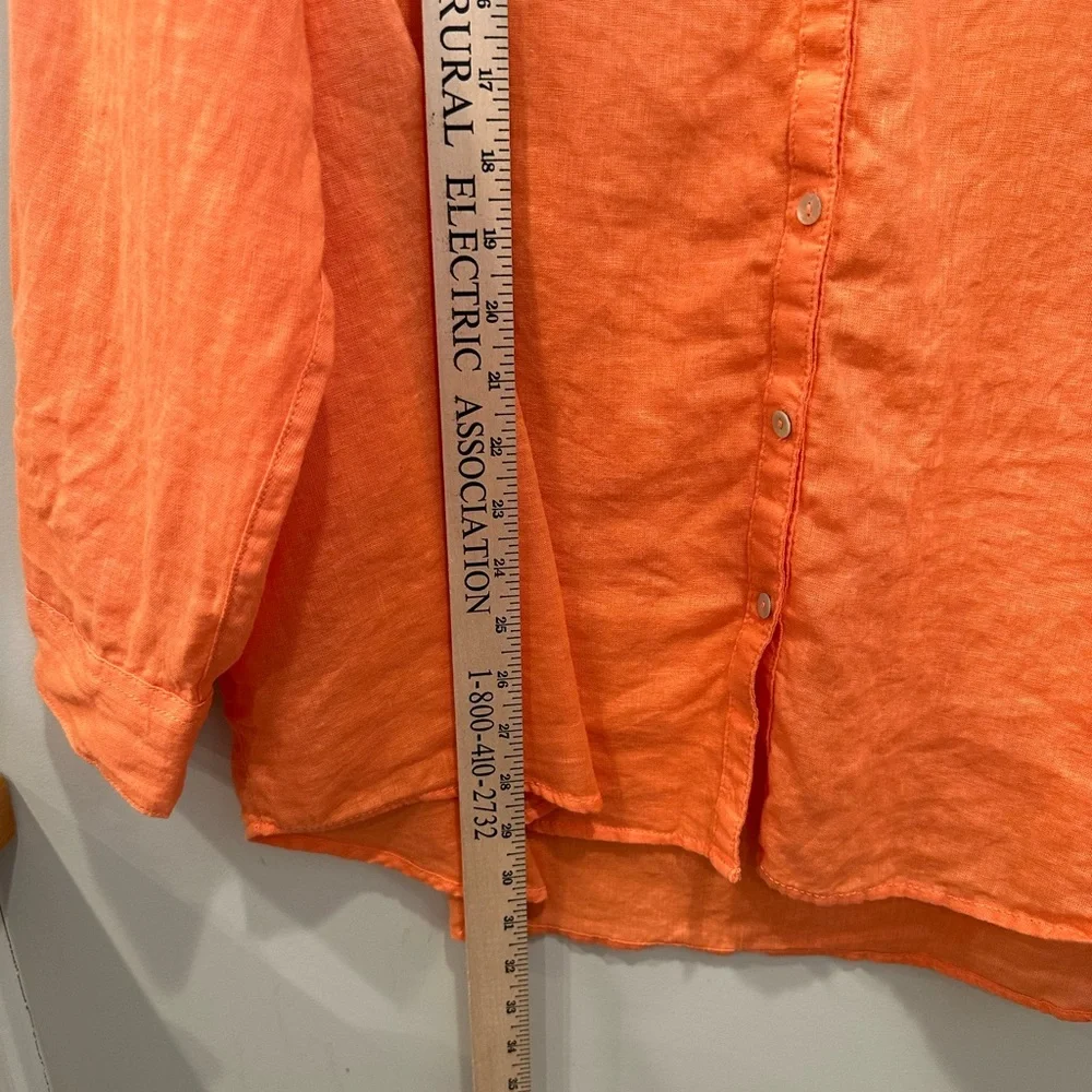 Sigrid Olsen Linen Blend Button-Down Shirt Tunic Top Roll Tab Sleeves Sz XL - Picture 7 of 11